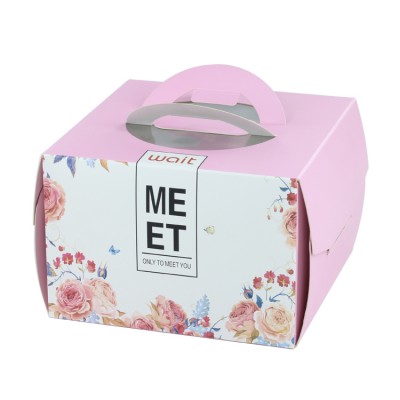 Custom gift packing wholesale paper cake box with handle