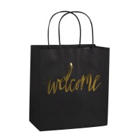 Embossing and logo gold foil custom printed black high quality paper gift bag