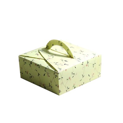 OEM Away Handle Cake Paper Box Packaging With Transparent Window