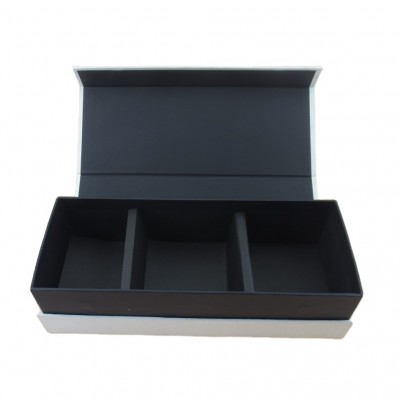 Tuck top custom rigid gift box with three compartments